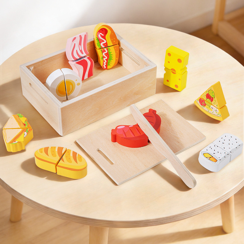Wooden Cut and Stamp Food Simu - đánh giá và giá Kids Toys Kitchen Set