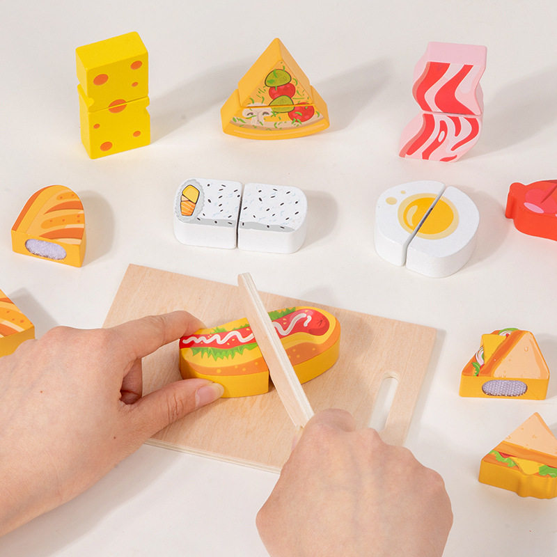 Wooden Cut and Stamp Food Simu - đánh giá và giá Kids Toys Kitchen Set